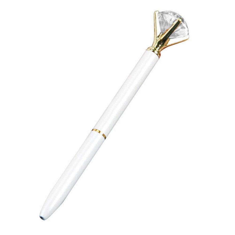 12 Color Big Diamond Crystal Pen Gem Ballpoint Pens Ring Wedding Metal Ballpen Kawaii Magical Pen Fashion School Office Supplies