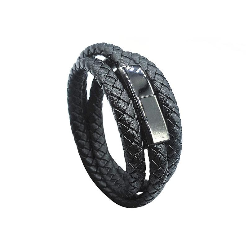USB Leather Mens Bracelet - lightbulbbusinessconsulting