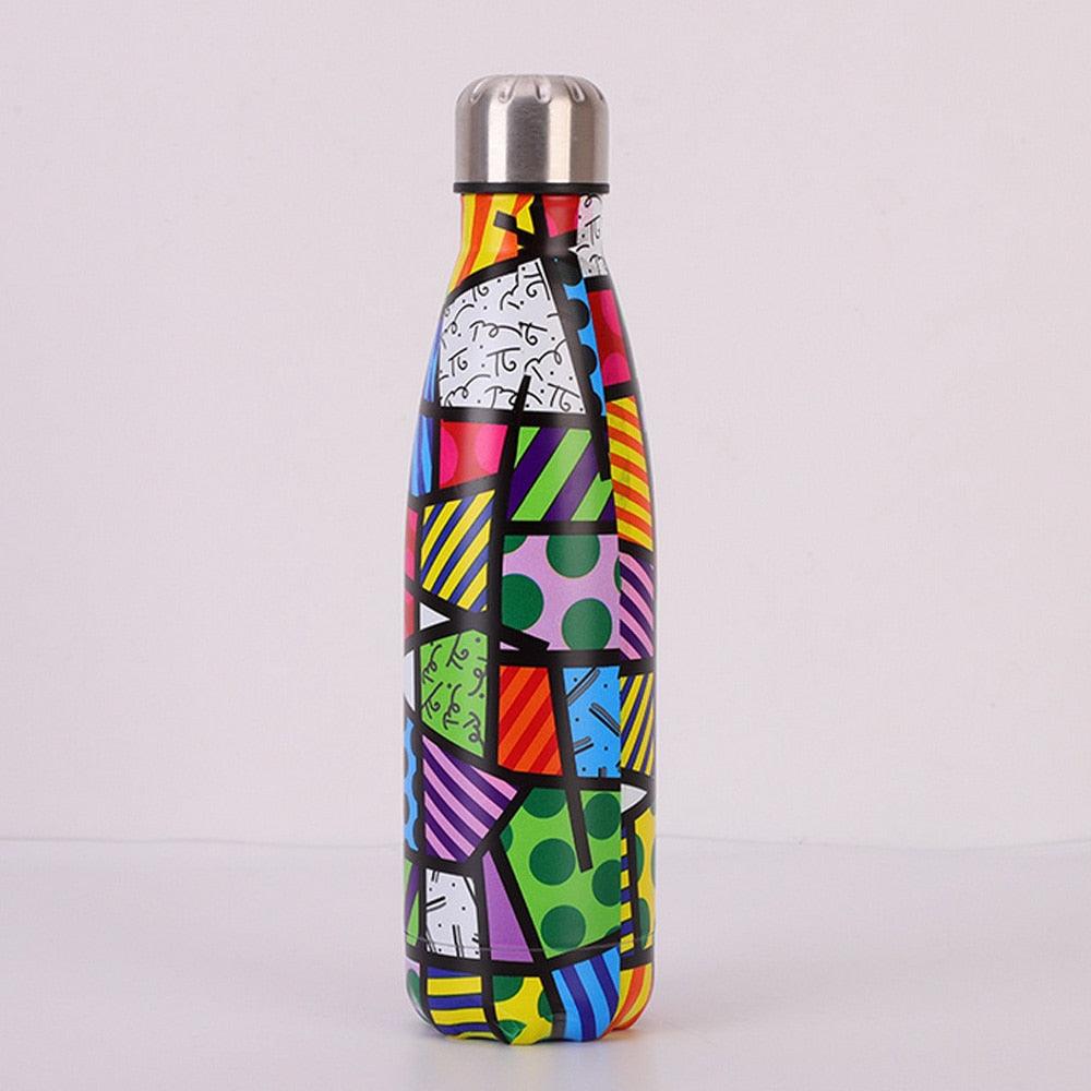 Patterned Stainless Steel Vacuum Water Bottle - lightbulbbusinessconsulting