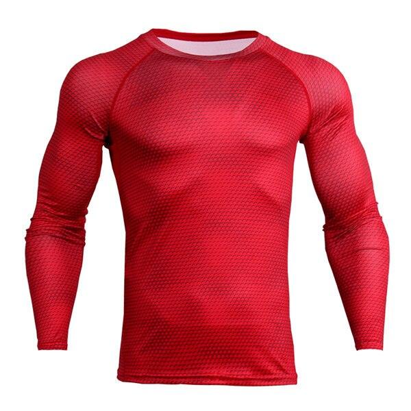 a close up of a person wearing a red shirt