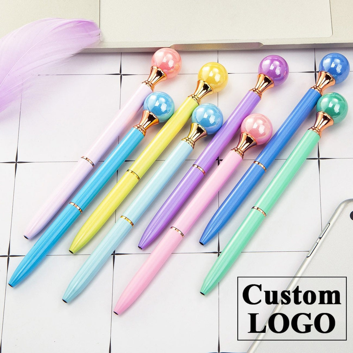 Novelty Ladies Pearl Metal Pen - lightbulbbusinessconsulting