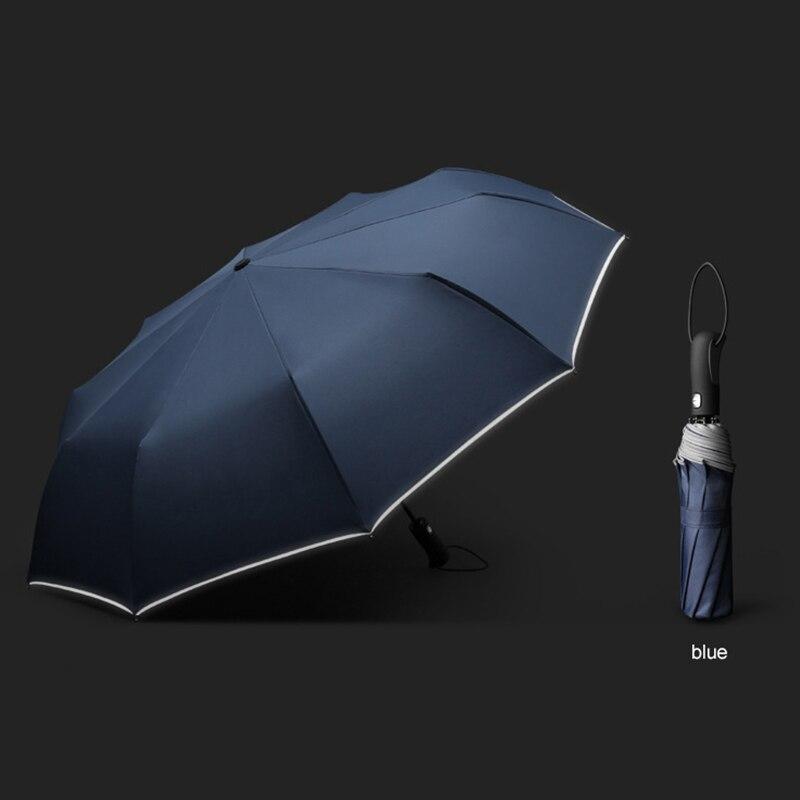 New Arrival Automatic Folding Umbrella 10 Ribs Windproof Reflective Umbrella Rain Women Men Business Style Fully Auto Paraguas
