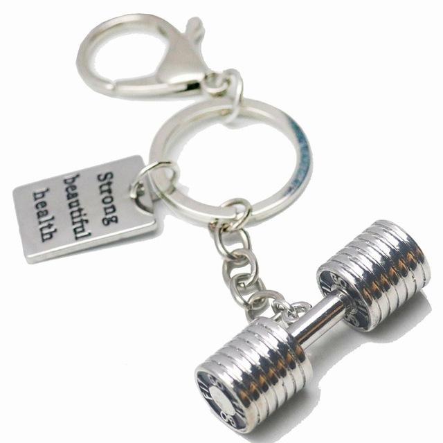 Gym Large Dumbbell Stainless Steel Keychain Sports Fitness Personalized Key Chains For Men Jewelry Gift Customize Wholesale 1