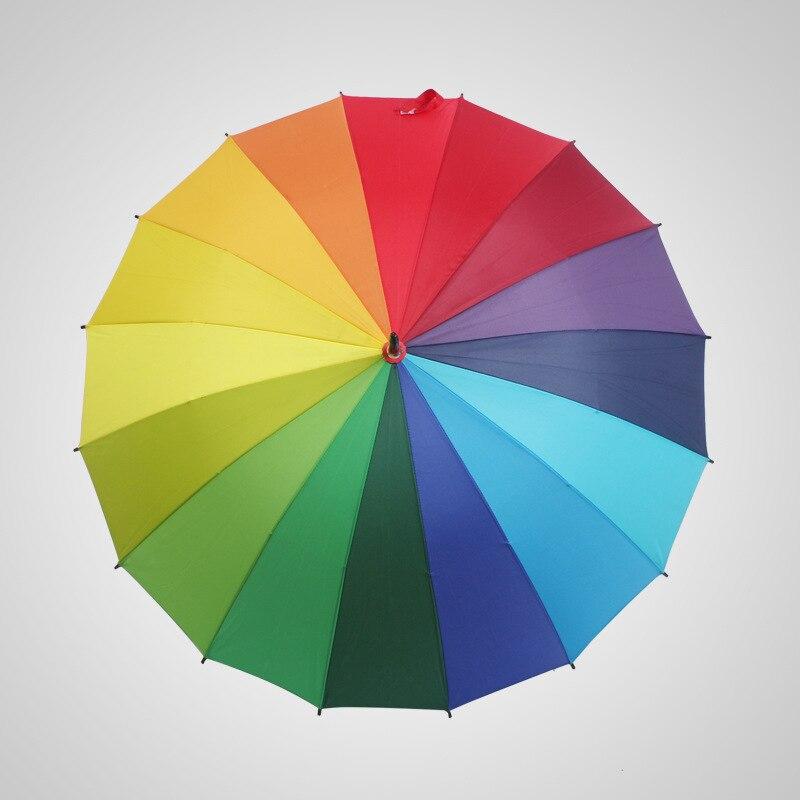 Large Long Handle Automatic Straight Umbrellas Rainbow Three Fold Umbrella Custom Logo Advertising Gift Umbrella