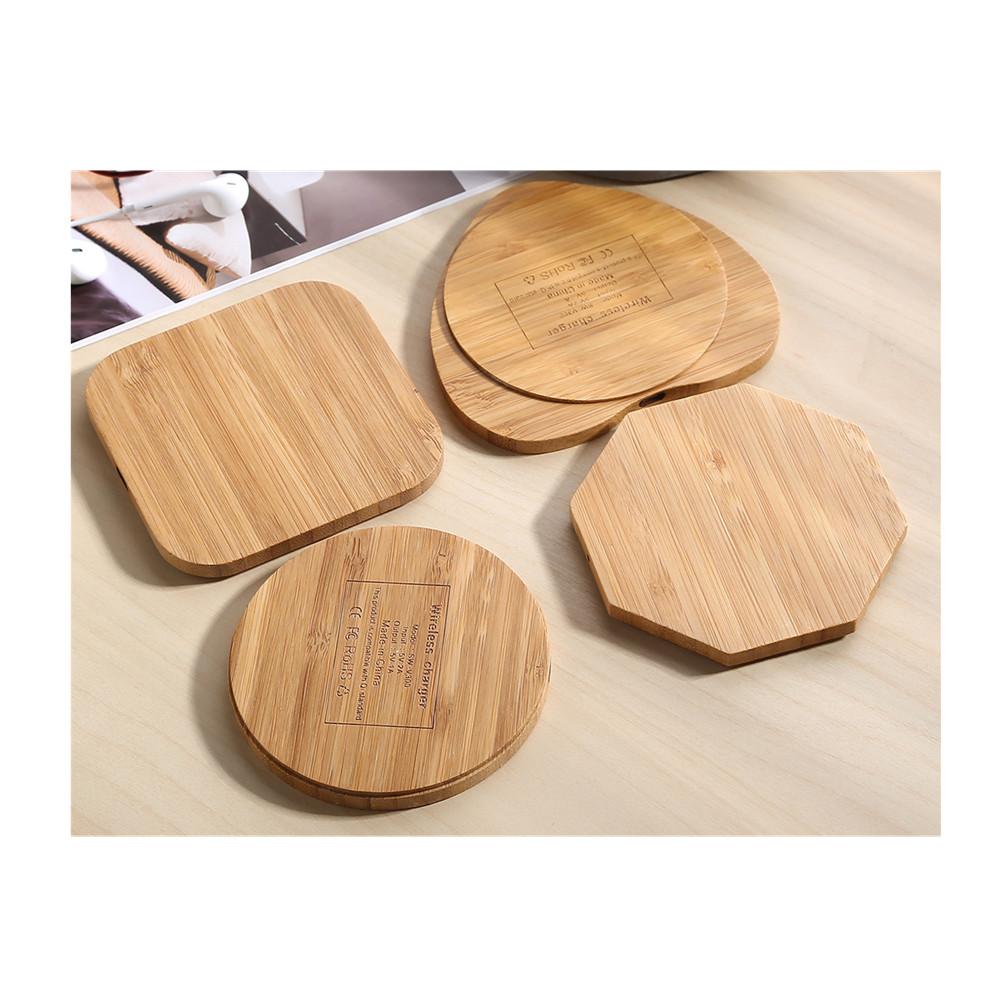 Heart Shape Wood Bamboo Qi Wireless Charger Desktop Charging Pad For Iphone