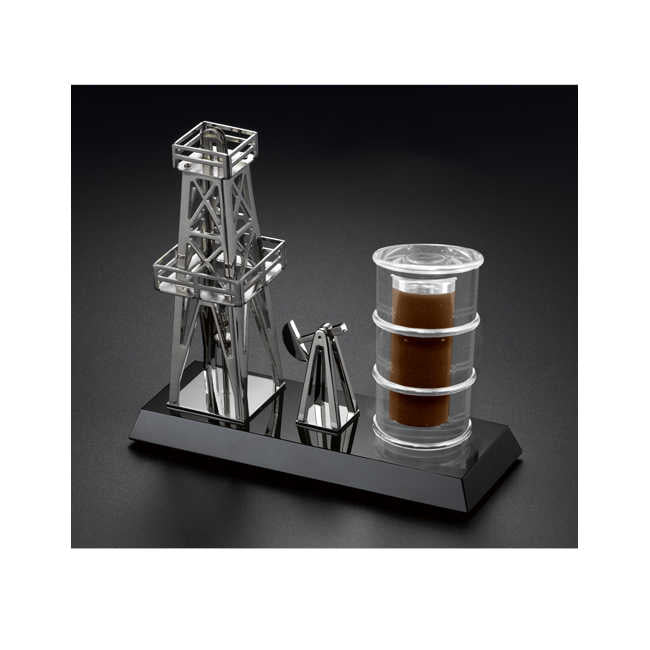 Acrylic oil barrel metal gift items oil and gas drilling rig model for oil company