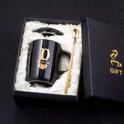 Monogramme Ceramic Mug with Lid And Spoon - lightbulbbusinessconsulting
