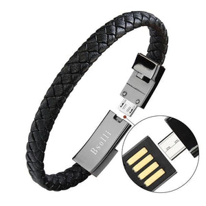 USB Leather Mens Bracelet - lightbulbbusinessconsulting
