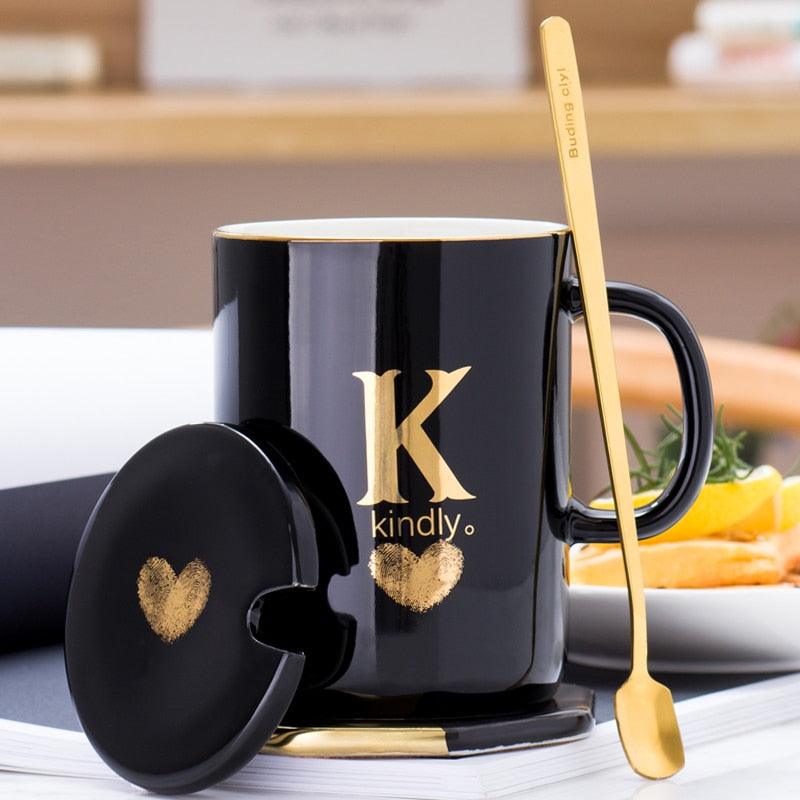 Monogramme Ceramic Mug with Lid And Spoon - lightbulbbusinessconsulting