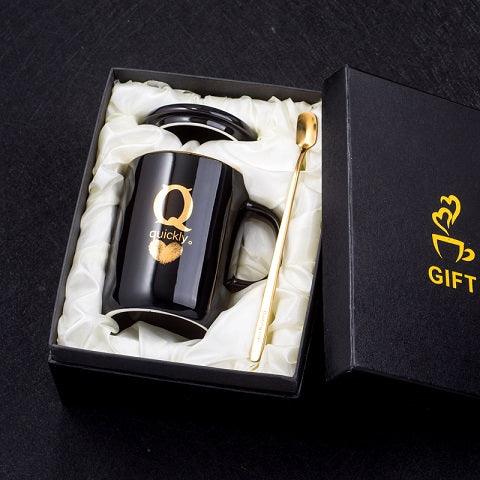 Monogramme Ceramic Mug with Lid And Spoon - lightbulbbusinessconsulting