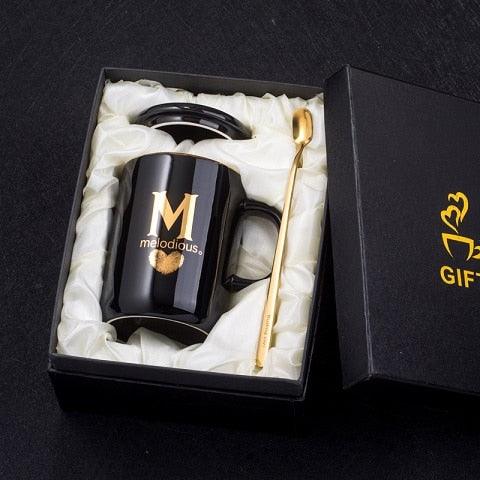Monogramme Ceramic Mug with Lid And Spoon - lightbulbbusinessconsulting