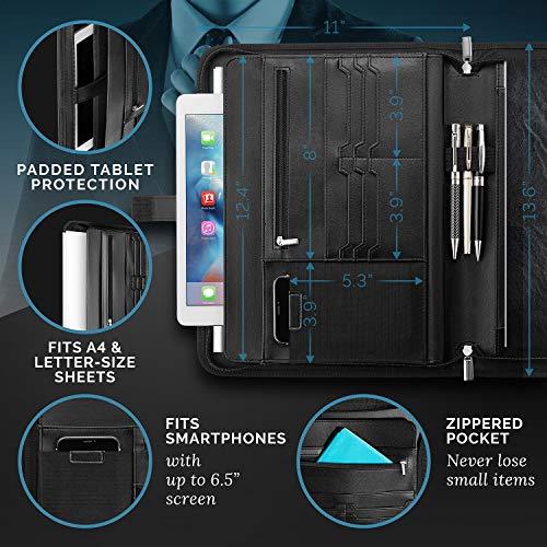 Zippered Vegan Leather Padfolio - lightbulbbusinessconsulting