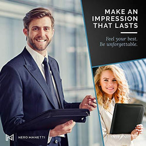 Zippered Vegan Leather Padfolio - lightbulbbusinessconsulting