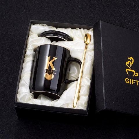 Monogramme Ceramic Mug with Lid And Spoon - lightbulbbusinessconsulting