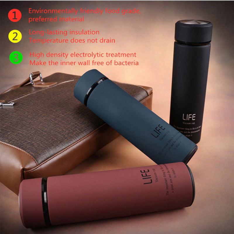 Insulate Thermos tea mug with Strainer - lightbulbbusinessconsulting