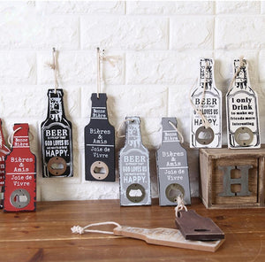 RUSTIC RETRO WOODEN BEER BOTTLE OPENER - lightbulbbusinessconsulting