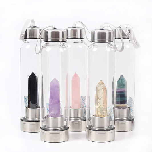 Quartz Crystal Gemstone Water Bottle - lightbulbbusinessconsulting