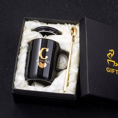 Monogramme Ceramic Mug with Lid And Spoon - lightbulbbusinessconsulting