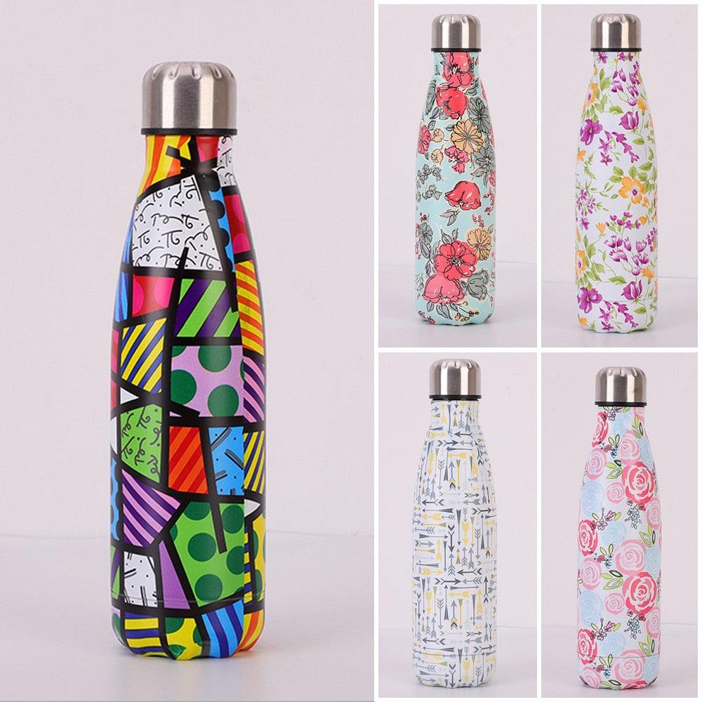 Patterned Stainless Steel Vacuum Water Bottle - lightbulbbusinessconsulting