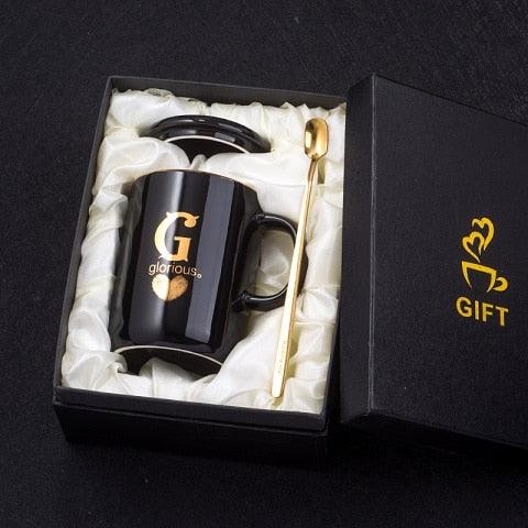 Monogramme Ceramic Mug with Lid And Spoon - lightbulbbusinessconsulting