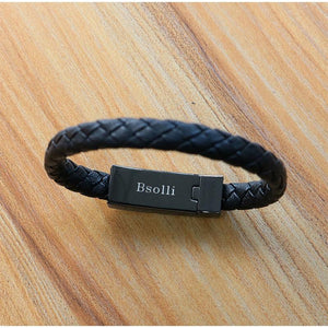 USB Leather Mens Bracelet - lightbulbbusinessconsulting