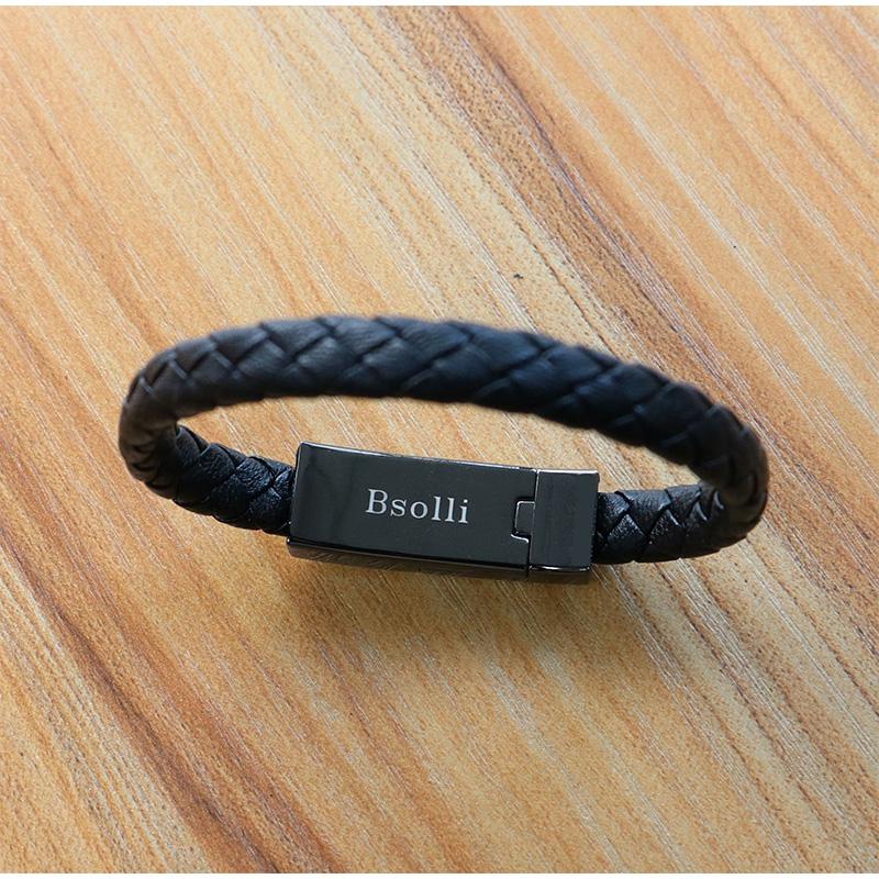 USB Leather Mens Bracelet - lightbulbbusinessconsulting