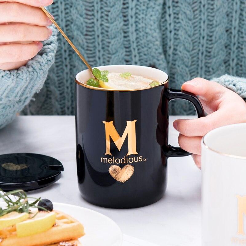 Monogramme Ceramic Mug with Lid And Spoon - lightbulbbusinessconsulting