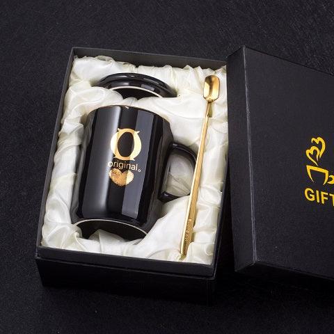 Monogramme Ceramic Mug with Lid And Spoon - lightbulbbusinessconsulting