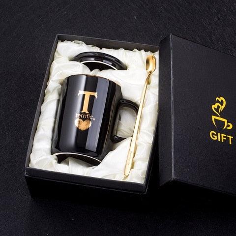 Monogramme Ceramic Mug with Lid And Spoon - lightbulbbusinessconsulting