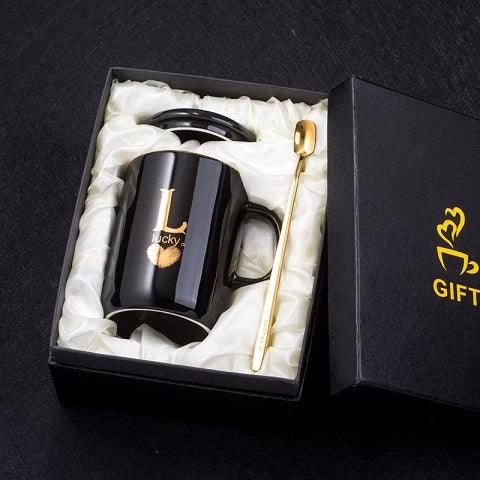 Monogramme Ceramic Mug with Lid And Spoon - lightbulbbusinessconsulting