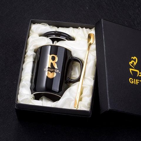 Monogramme Ceramic Mug with Lid And Spoon - lightbulbbusinessconsulting