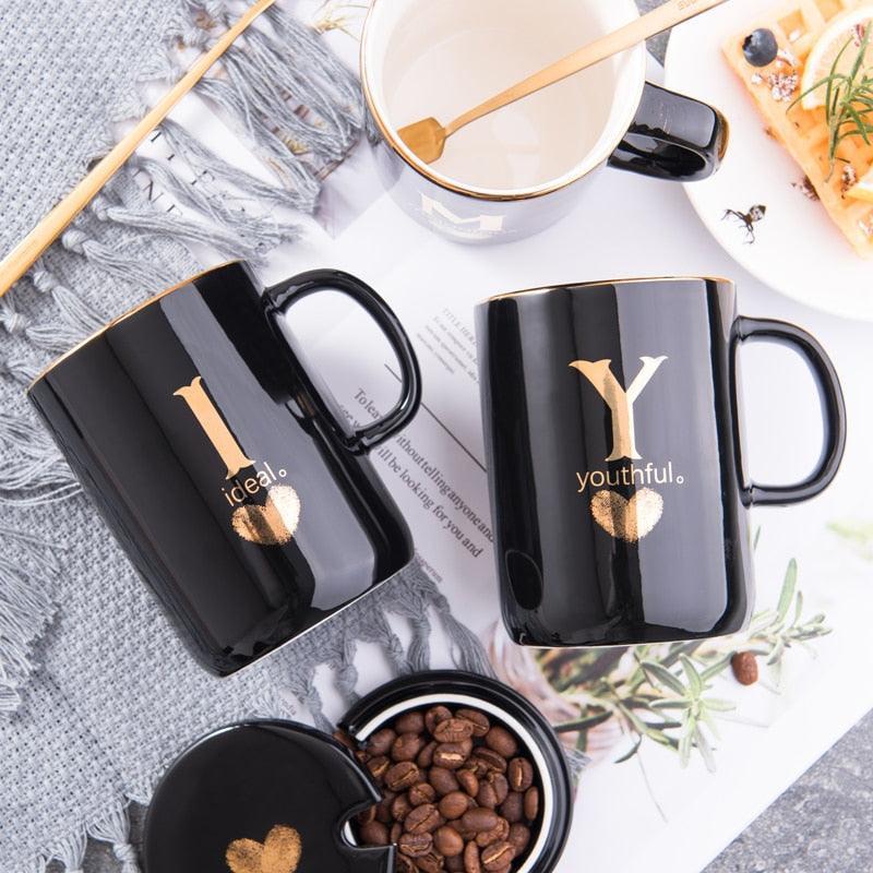 Monogramme Ceramic Mug with Lid And Spoon - lightbulbbusinessconsulting