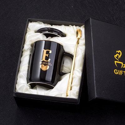 Monogramme Ceramic Mug with Lid And Spoon - lightbulbbusinessconsulting