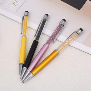 a bunch of pens pencils and a pair of skis 