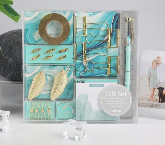 Light Blue Feather Gift Set - lightbulbbusinessconsulting