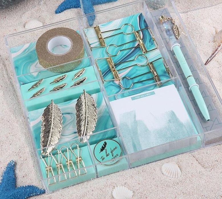Light Blue Feather Gift Set - lightbulbbusinessconsulting