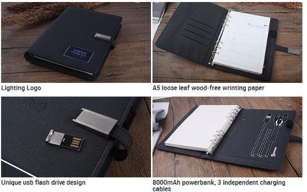 illuminated Logo Power Bank Notebook Journal - lightbulbbusinessconsulting