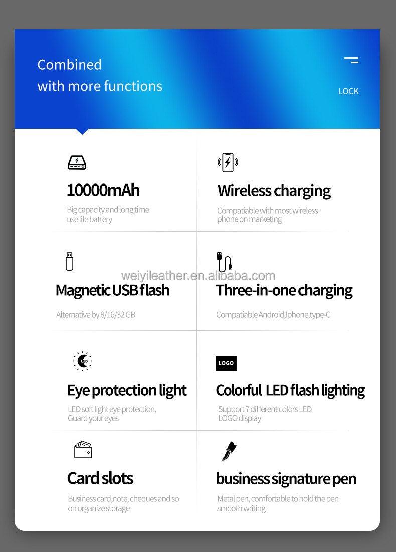 Illuminated Wireless Power-bank Notebook - LIGHTBULB GIFTS